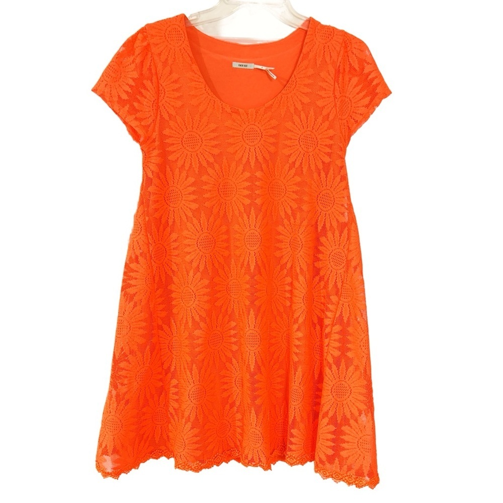 Urban Outiftters Kimchi blu Bright Orange Floral Retro A-line Lace Overlay Dress